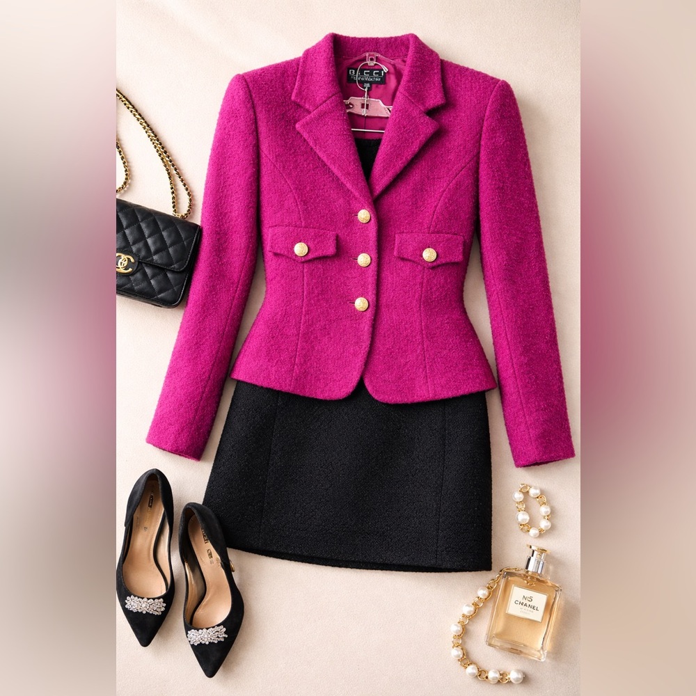 Riccio Fuchsia Blazer with Gold Accents